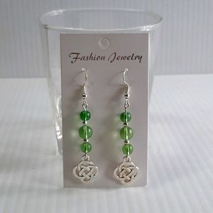 Hand Crafted Green Beads w/CelticCharm